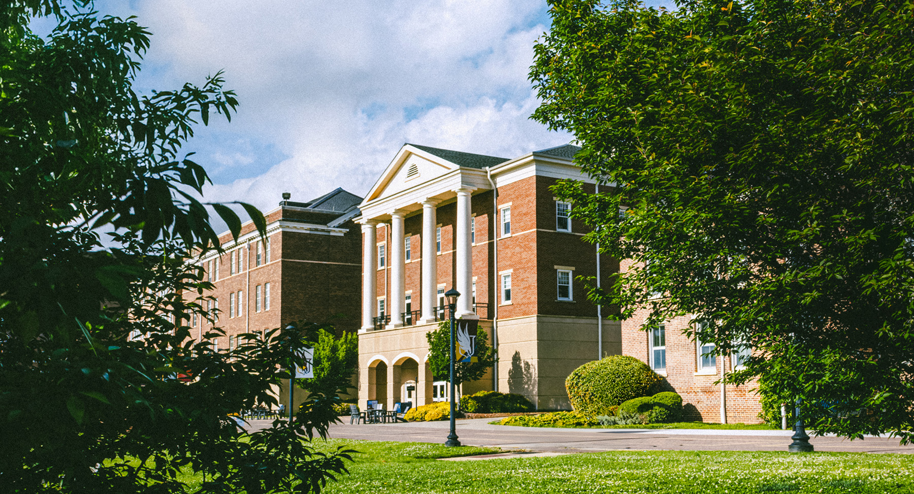 Exterior photograph of Owens Hall