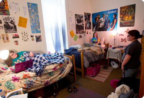 Students in dorm room