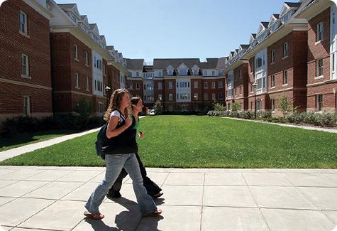 Students walking outside Courtyard