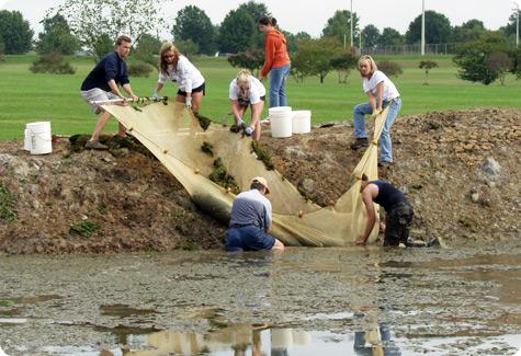 Winthrop biology faculty and students working on a project