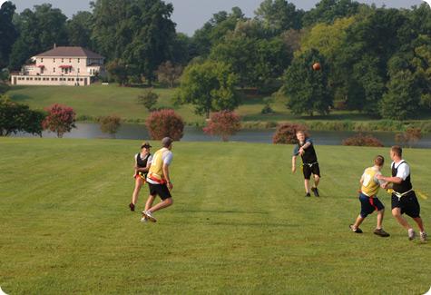 Flag football game on the recreational sports field