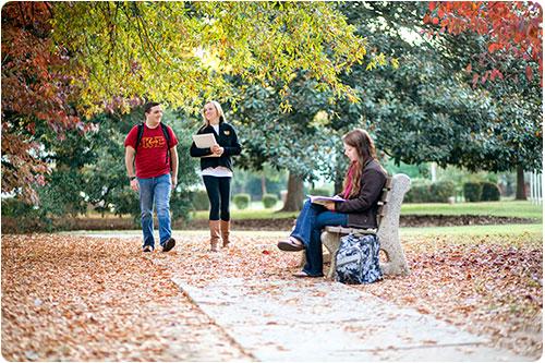 Students walking on a fall day