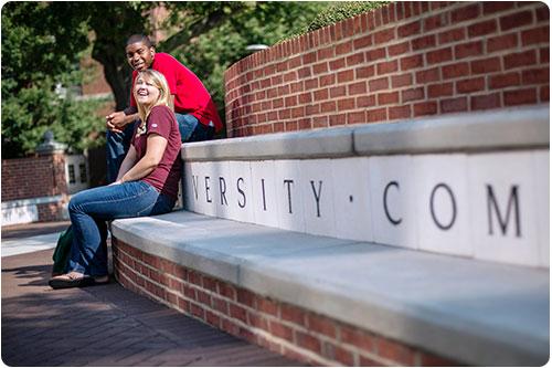 Students sitting on a bench