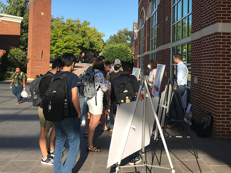 Students gathered to listen at the engagement open house