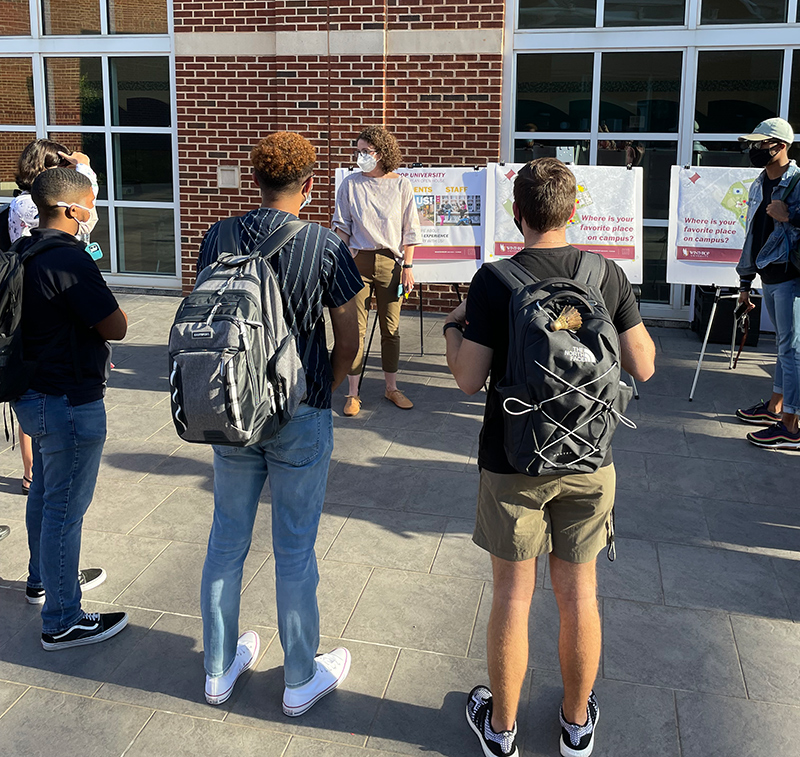 Students gathered to listen at the engagement open house