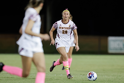 Women's Soccer player Bryn Radvanski on the field during a game