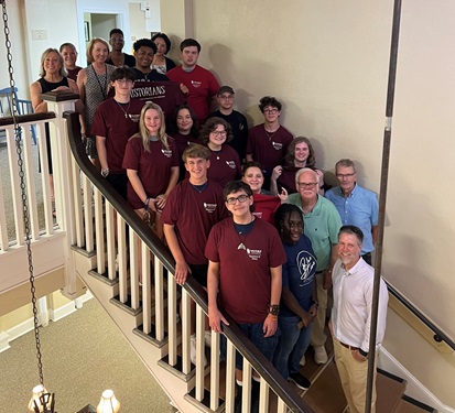 History Students On Stairs