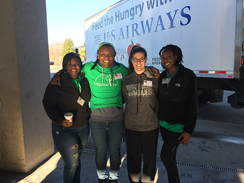 Four Winthrop Social Work students posing during their practicum