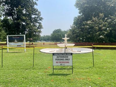 Progress photo of the fountain construction