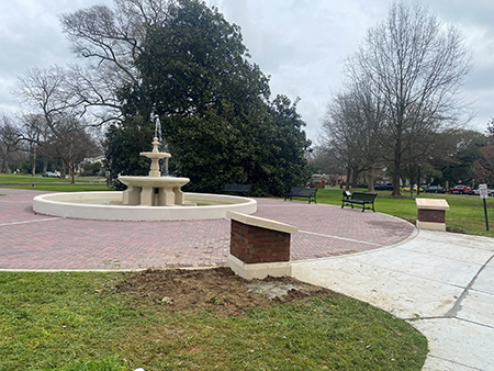 Progress photo of the fountain construction