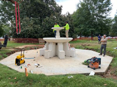 Progress photo of the fountain construction