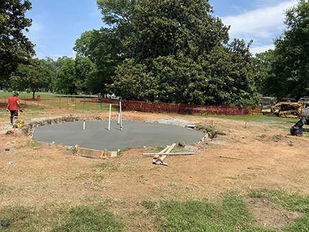 Progress photo of the fountain construction