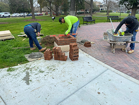 Progress photo of the fountain construction