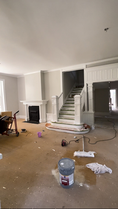 Progress photo of the Stewart House renovations