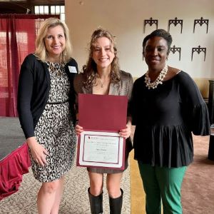 2023 Inez Bell Caskey Award winner with Dr. Amanda Hiner and Dr. Takita Sumter. 2023 Inez Bell Caskey Award winner with Dr. Amanda Hiner and Dr. Takita Sumter.