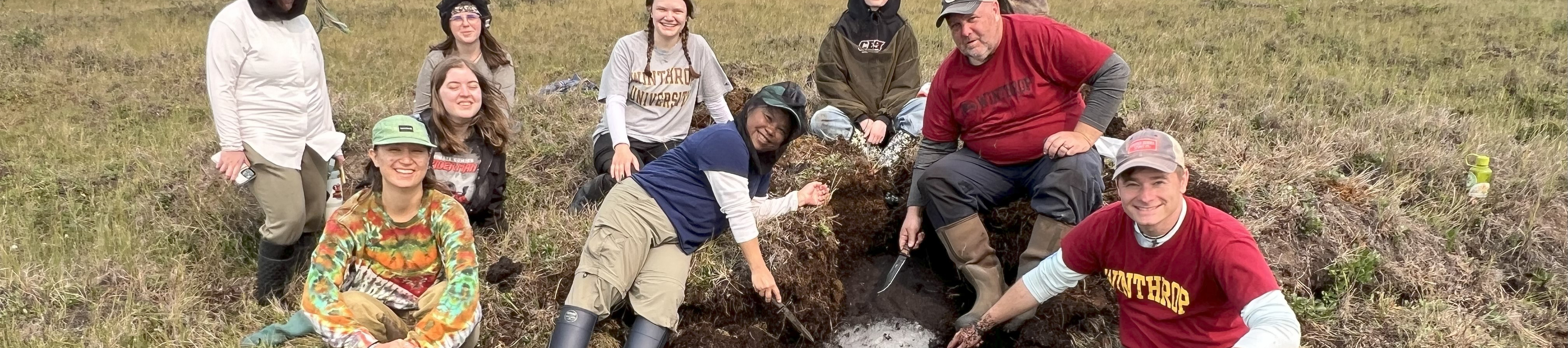 Students examine permafrost