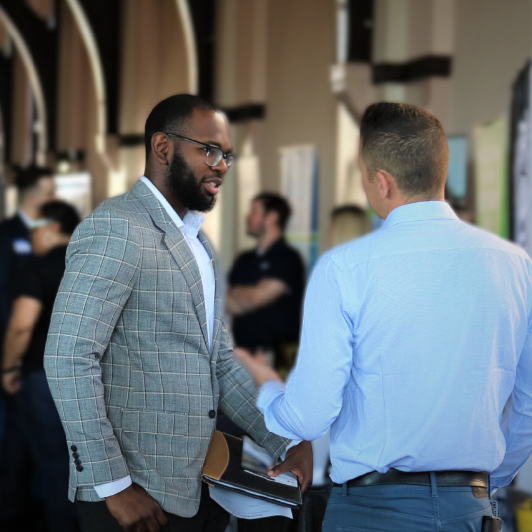 Recruiter talking to student