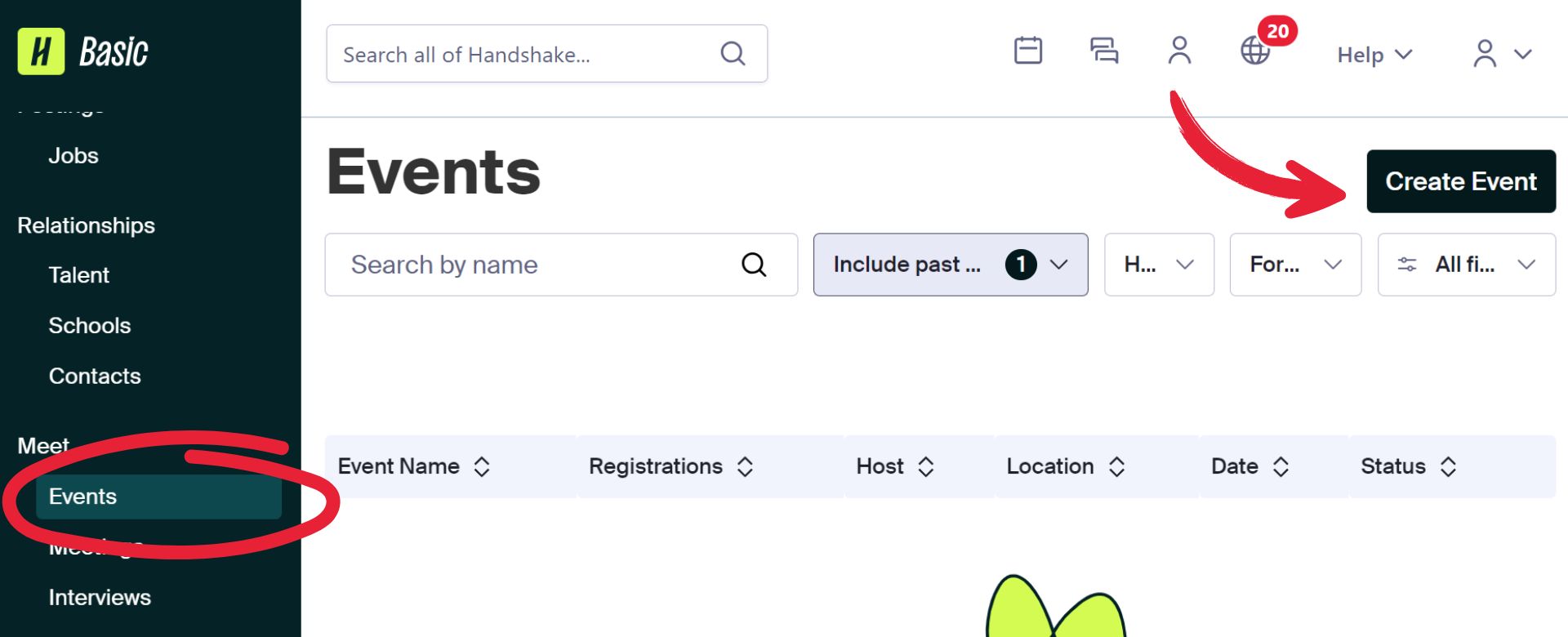 Handshake tabling request