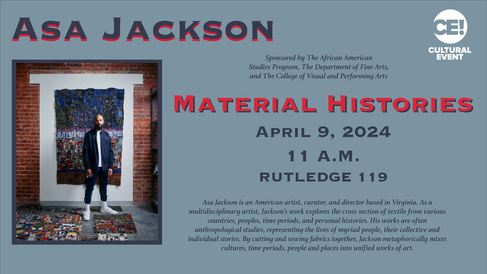Visiting Artist Lecture: Asa Jackson: Material Histories graphic