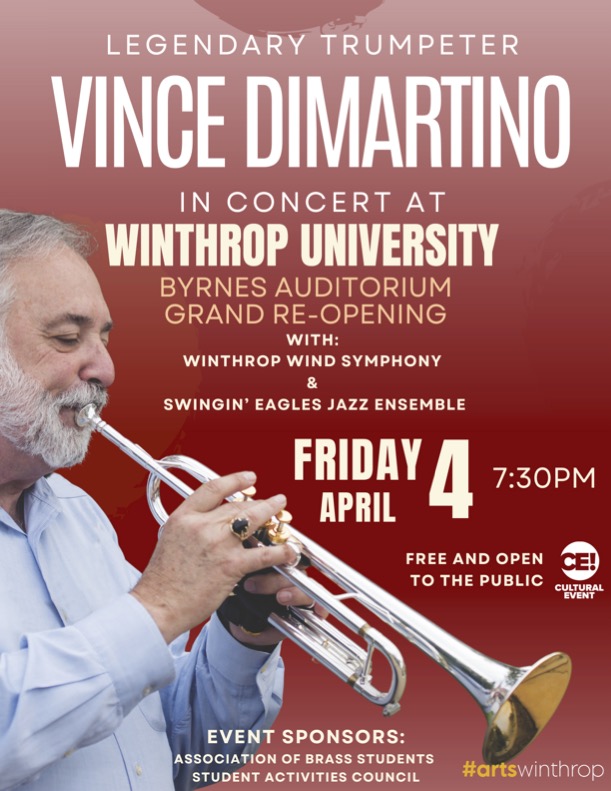 Byrnes Auditorium Grand Reopening featuring Vince DiMartino, the Wind Symphony, and the Jazz Ensemble graphic
