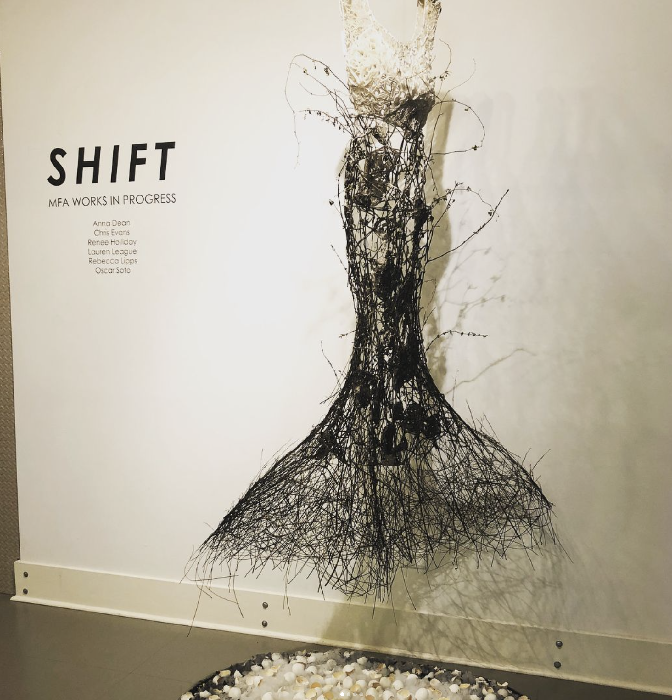 MFA works in progress exhibition, with Lauren Taylor Grad's sculpture