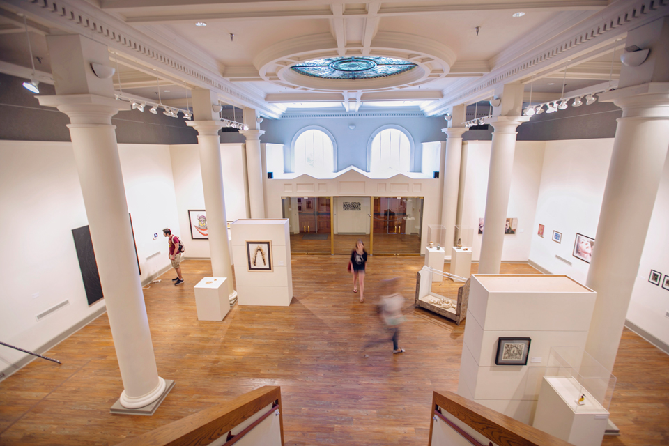 Ariel view of exhibition in rutledge gallery