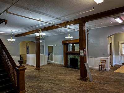 Margaret Nance lobby with new flooring and gray painted walls