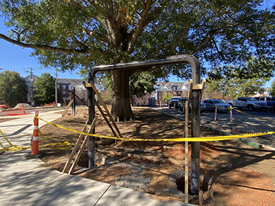 Steel framing for swings