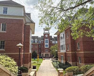 the facade of the Courtyard building where the honors center is housed