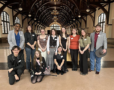 Group photo of current Honors Top Flight Ambassadors before the Welcome Dinner in
                        McBryde Hall