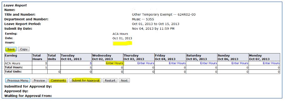 ACA Leave Report