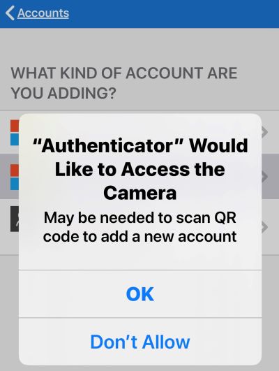 Auth App Allow Camera Access