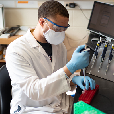 Student working in the lab