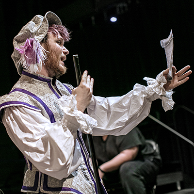 Student performing on stage