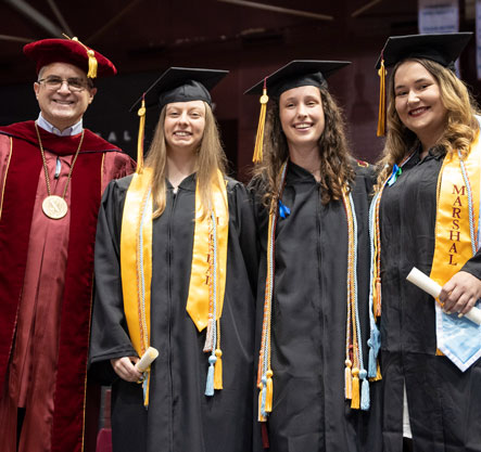 President Serna, from left, Anna Palmer, Emily Patterson and Elyse Petty