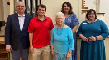 Professor Matthew Manwarren, from left, Will Cosper, Lou Ardrey, Associate Professor Kristen Wunderlich and Music Chair Professor Elisa Koehler