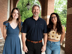Alexis Becht, from left, Provost Sebastian van Delden and Silvia Quiroz Velasquez
