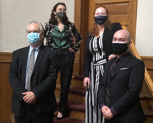 Advisor Chris Van Aller, front row from left, and Austin Spencer; Lauren Hill, back row, and Kennedy Mayers