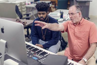student playing piano