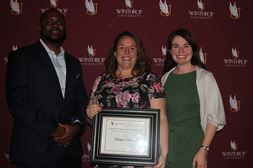 Principal Robert Etheredge, Heather Harmon and nominator Abbey Duggins