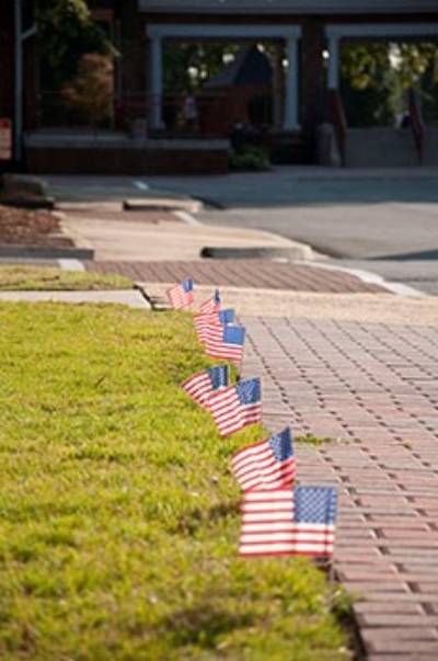Flags near Scholars Walk