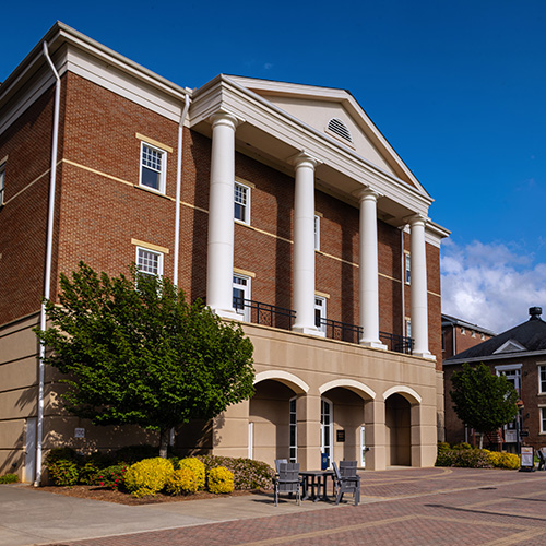 a photo of a building facade on Winthrop's campus on a sunny day