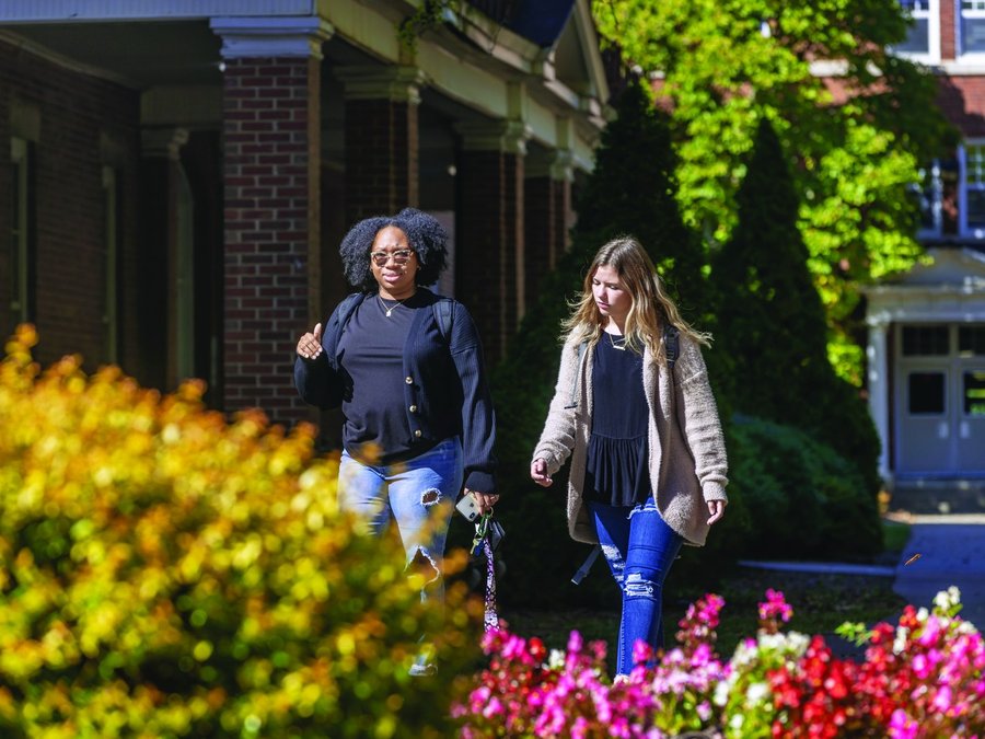 Students walking near Margaret Nance