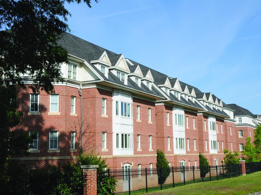 Exterior of the Courtyard at Winthrop residence hall