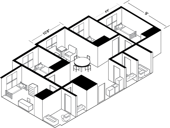 Illustrated floor plan for the Courtyard at Winthrop