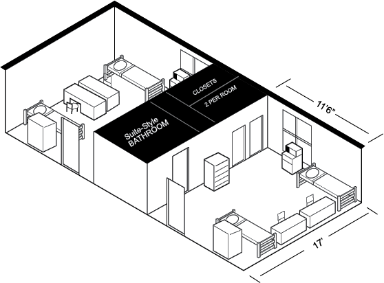 Illustrated floor plan for a Lee Wicker suite
