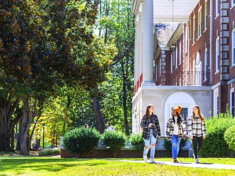 Students walking outside Phelps