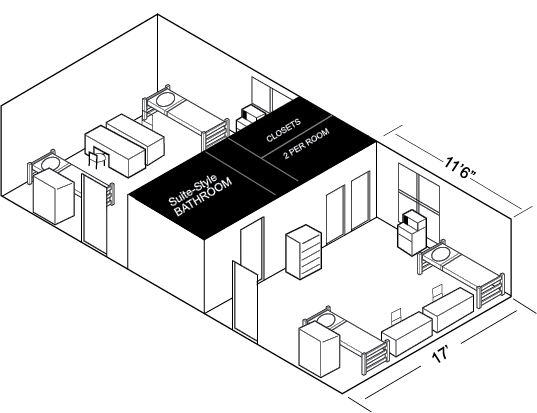 Illustrated floor plan for a Thomson East and West suite