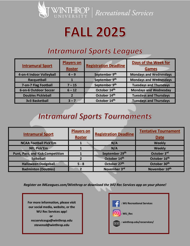 Fall 2025 Intramural Sports Schedule