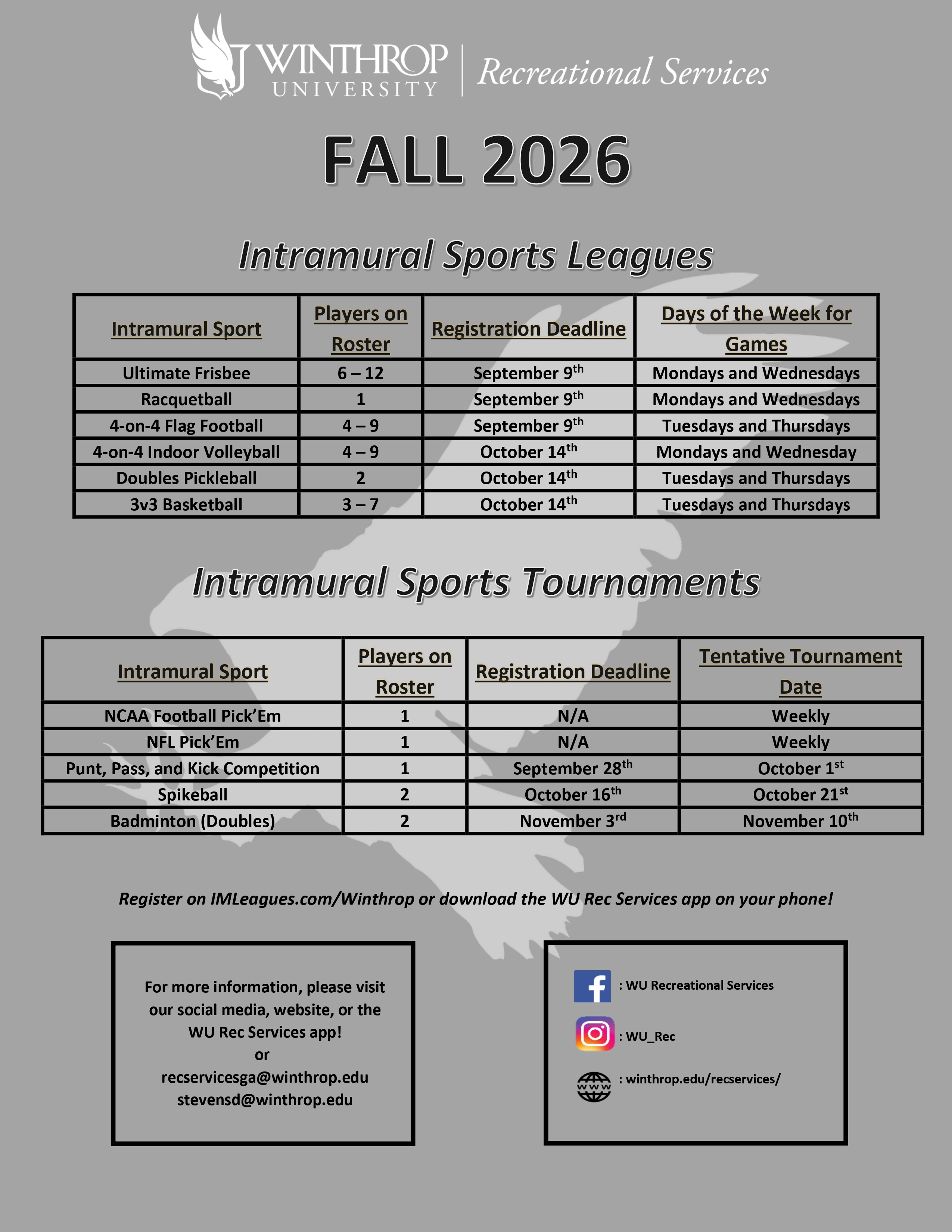 Fall 2026 Intramural Sports